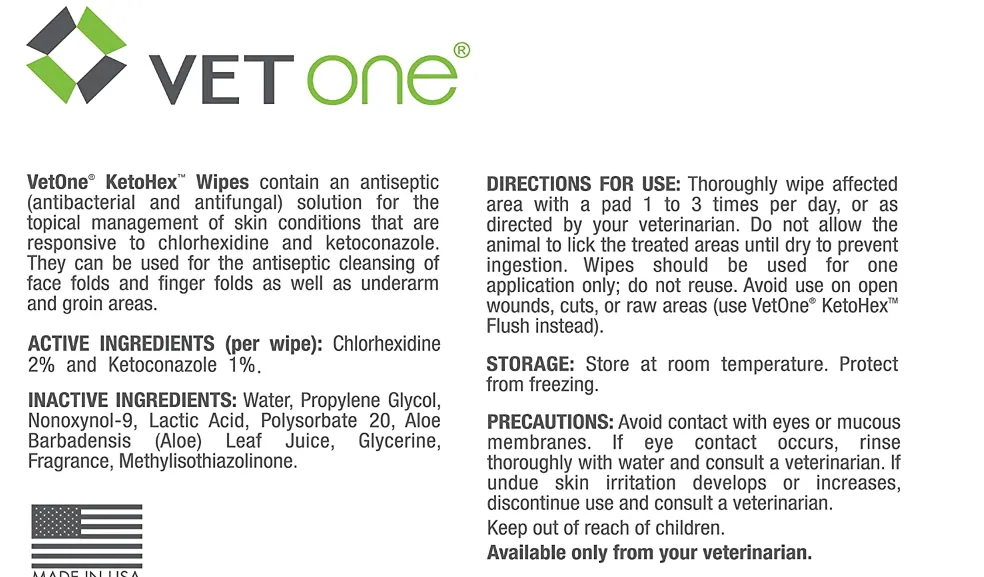 KetoHex Wipes 50 Count - Advanced Antiseptic Solution for Pets