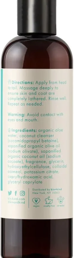 kin+kind Organics Jasmine & Lily Oatmeal Shampoo for Dogs (12 oz)