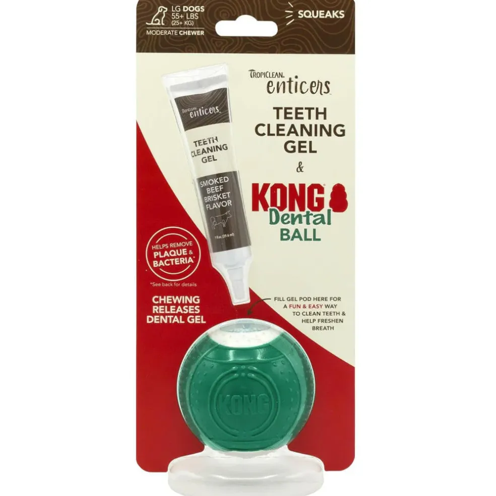 Kong Dental Ball with Tropiclean Enticer Teeth Cleaning Gel