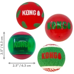 KONG Holiday Occasions Dog Toy Balls, Medium, 4-pack