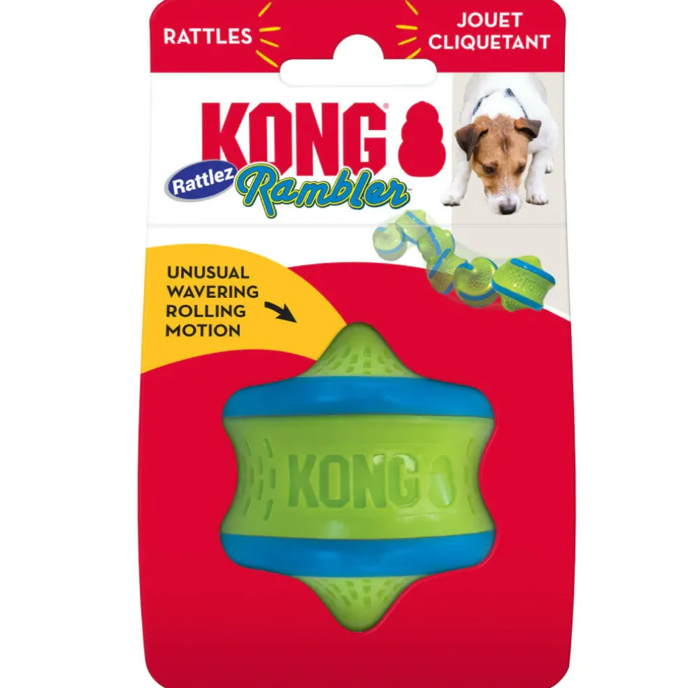 Kong Rambler Rattlez Swirl Ball Toy For Dog - Medium (Blue/Green)
