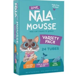 Love Nala Mousse Lickable Treats For Cats -Variety Pack (0.5 oz tube x 24)