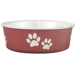 Loving Pets Classic Merlot Non-Skid Stainless Steel Pet Bowl