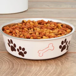 Loving Pets Classic Paparazzi Pink Non-Skid Stainless Steel Pet Bowl