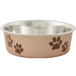 Loving Pets Metallic Champagne Non-Skid Stainless Steel Pet Bowl