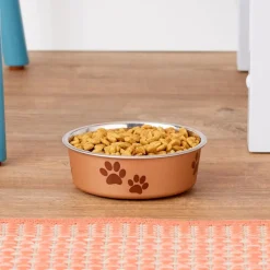 Loving Pets Metallic Champagne Non-Skid Stainless Steel Pet Bowl