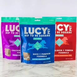 Lucy Pet Products Hip to Be Square Duck & Pumpkin Formula Dog Treats, 6-oz