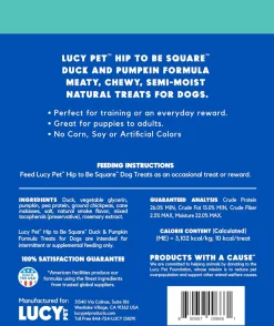 Lucy Pet Products Hip to Be Square Duck & Pumpkin Formula Dog Treats, 6-oz