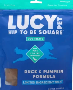 Lucy Pet Products Hip to Be Square Duck & Pumpkin Formula Dog Treats, 6-oz