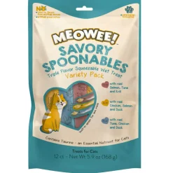 Meowee! Savory Spoonables Lickable Treats For Cat -Variety Pack (12 tubes)