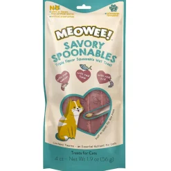 Meowee! Savory Spoonables with Salmon, Tuna & Krill Lickable Treats For Cats
