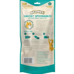Meowee! Savory Spoonables with Salmon, Tuna & Krill Lickable Treats For Cats