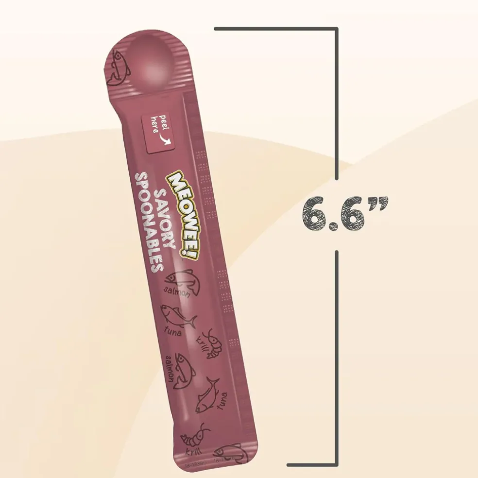 Meowee! Savory Spoonables with Salmon, Tuna & Krill Lickable Treats For Cats