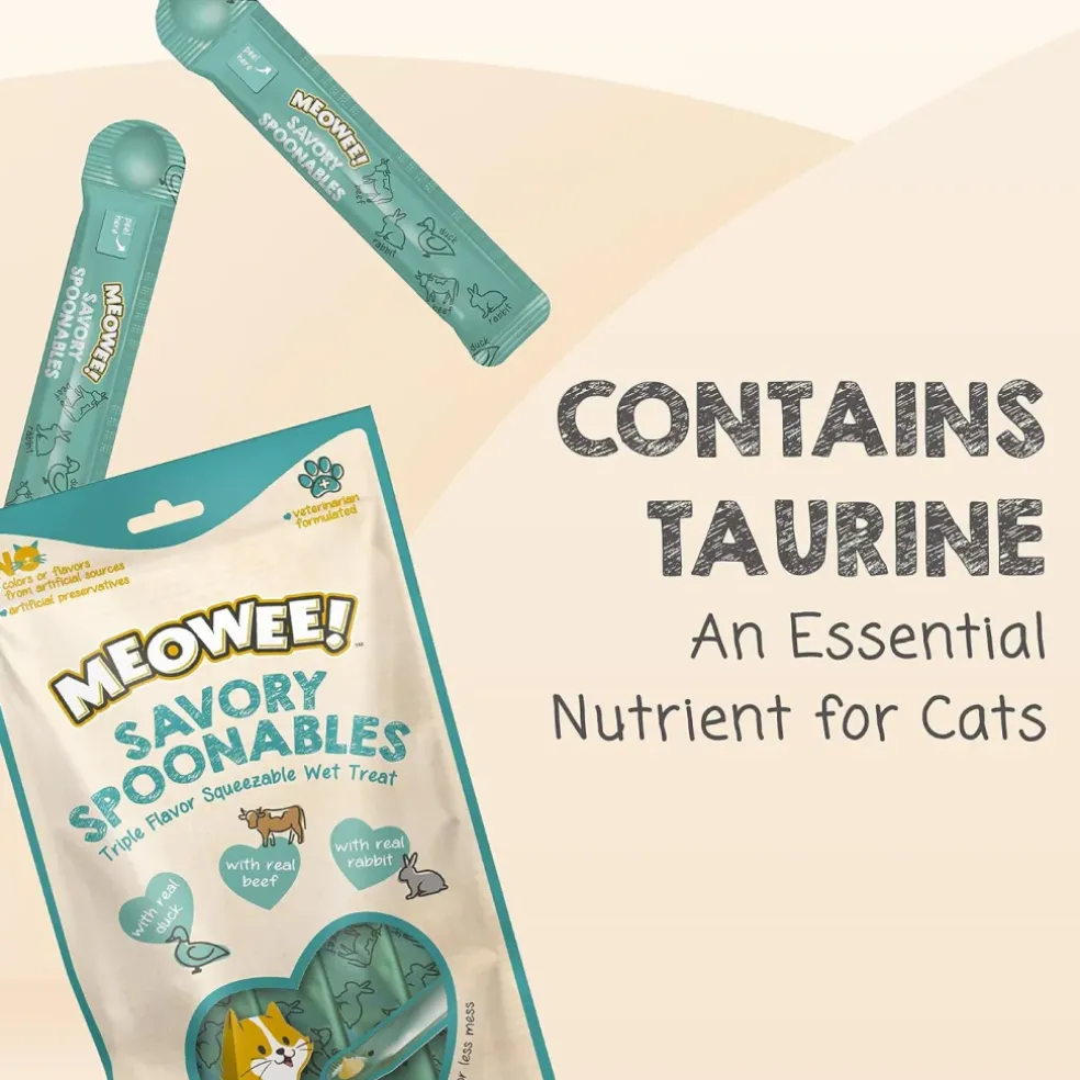 Meowee! Savory Spoonables with Duck, Beef & Rabbit Lickable Treat For Cats