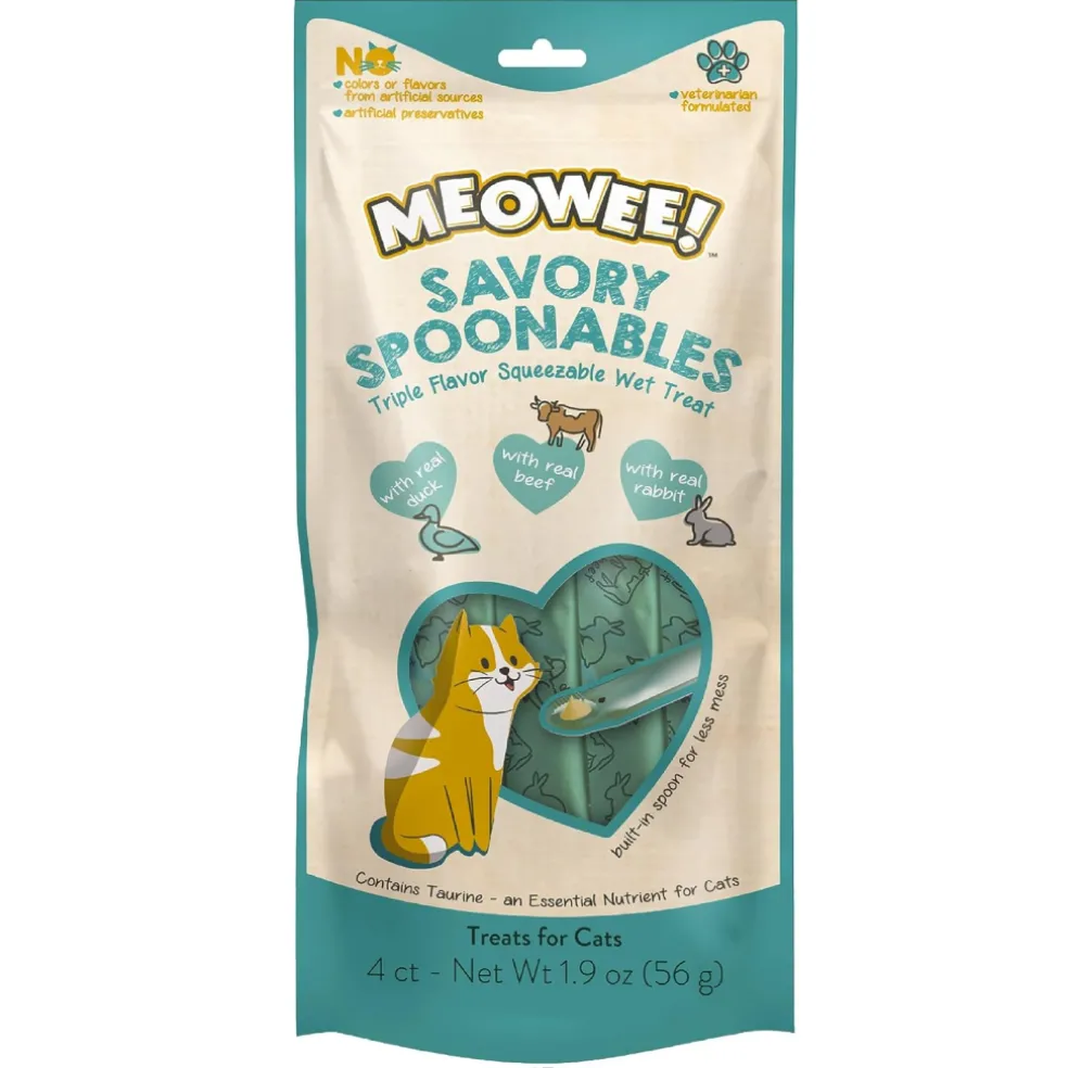 Meowee! Savory Spoonables with Duck, Beef & Rabbit Lickable Treat For Cats