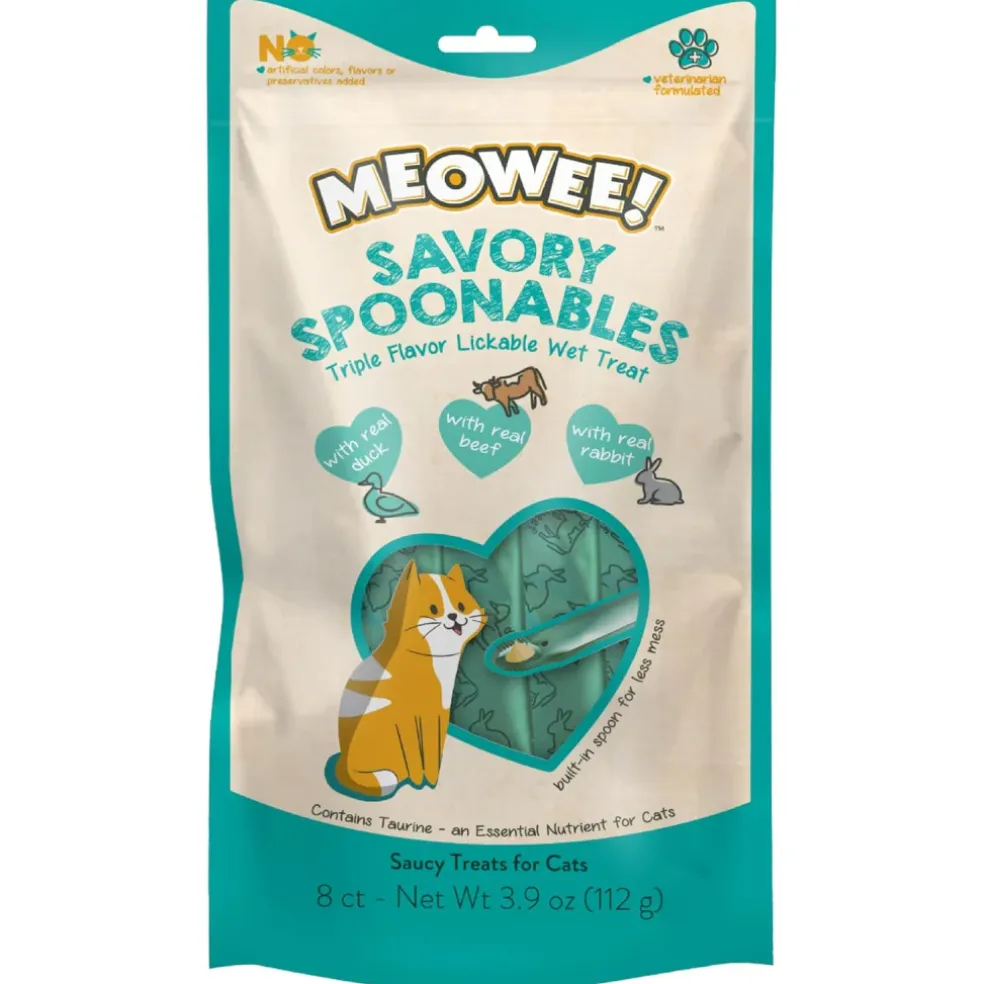 Meowee! Savory Spoonables with Duck, Beef & Rabbit Lickable Treat For Cats