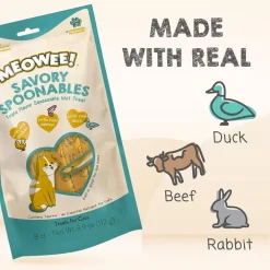 Meowee! Savory Spoonables with Salmon, Chicken & Duck Lickable Treat For Cats