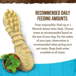 Merrick Fresh Kisses Double-Brush Mint Breath Strips Dental Dog Treats, Medium