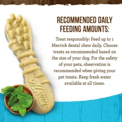 Merrick Fresh Kisses Double-Brush Mint Breath Strips Dental Dog Treats, Extra Small