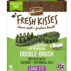Merrick Fresh Kisses Double-Brush Coconut & Botanical Oil Dental Dog Treats, Large