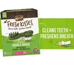 Merrick Fresh Kisses Double-Brush Coconut & Botanical Oil Dental Dog Treats, Small
