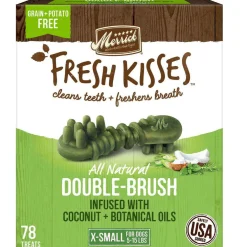 Merrick Fresh Kisses Double-Brush Coconut & Botanical Oil Dental Dog Treats, Extra Small