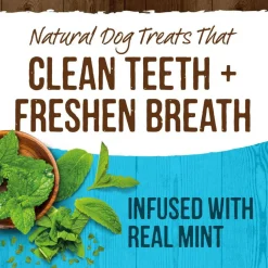 Merrick Fresh Kisses Double-Brush Mint Breath Strips Dental Dog Treats, Small