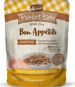 Merrick Purrfect Bistro Grain Free Bon Appetits Gravies Adult Wet Cat Food, Chicken Recipe Chunks in Gravy (3 oz x 24 pouches)