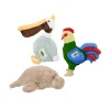 MultiPet Margaritaville Seaside Animals Plish Dog Toy, Assorted Animals (Pelican, Rooster, Manatee) 9", One Toy