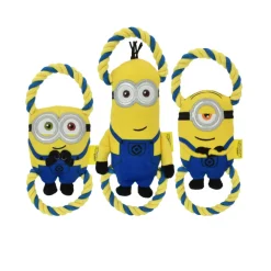 MultiPet Minions Rope Tug Dog Toy, Assorted Characters (Bob 16", Kevin 18", and Stuart16"), One Toy