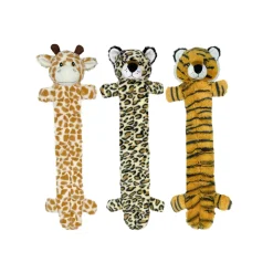 MultiPet Safari Squeaker Mat Plush Dog Toy, Assorted Animals (Tiger, Leopard, or Giraffe), 24", 1 ct
