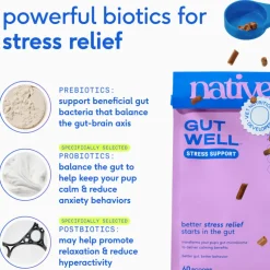 Native Pet Gutwell Stress Support, Stress Relief & Calming Supplement for Dogs (60 scoops)