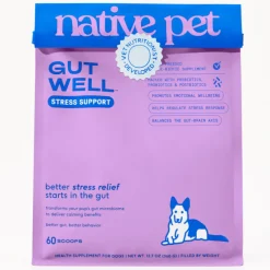 Native Pet Gutwell Stress Support, Stress Relief & Calming Supplement for Dogs (60 scoops)