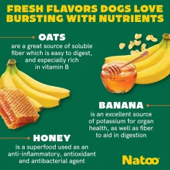 Natoo Crunchy Biscuits Oats, Banana, & Honey Flavor for All Size Dogs, 8-oz