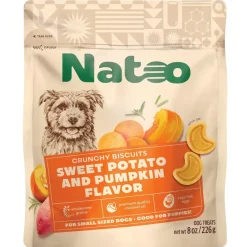 Natoo Crunchy Biscuits Sweet Potato & Pumpkin Flavor Dog Treats, 8-oz
