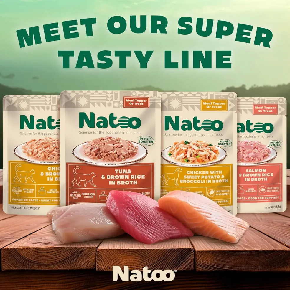 Natoo Meal Topper or Treat Chicken & Brown Rice in Broth Cat Food