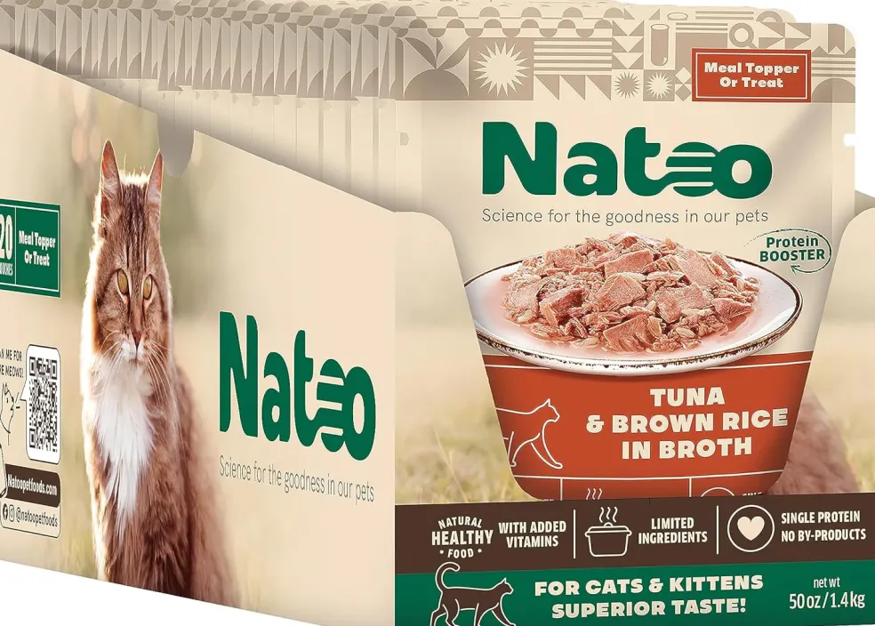 Natoo Meal Topper or Treat Tuna & Brown Rice in Broth Cat Food