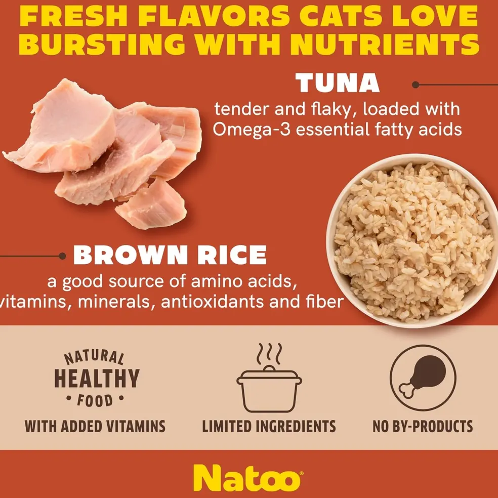Natoo Meal Topper or Treat Tuna & Brown Rice in Broth Cat Food