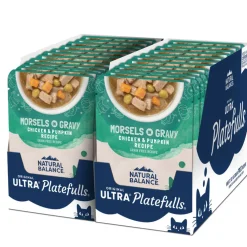 Natural Balance Pet Foods Original Ultra Platefulls Morsels in Gravy Wet Cat Food Pouch Chicken & Pumpkin, 3-oz case of 24