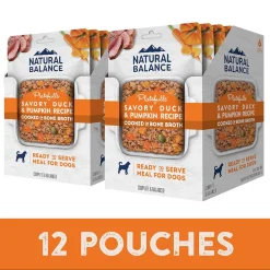 Natural Balance Pet Foods Original Ultra Platefulls Wet Dog Food Pouch Savory Duck & Pumpkin Recipe, 9-oz case of 12