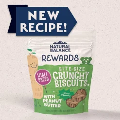 Natural Balance Pet Foods Rewards Bite-Size Crunchy Biscuits Small Breed Dog Treats Peanut Butter, 8-oz