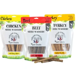 Natural Cravings Beef Sizzle Waggers Soft Jerky Sticks for Dogs, 12-oz