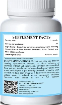 Natura Petz Organics Break It Up! Herbal Kidney & Bladder Stone Support for Dogs