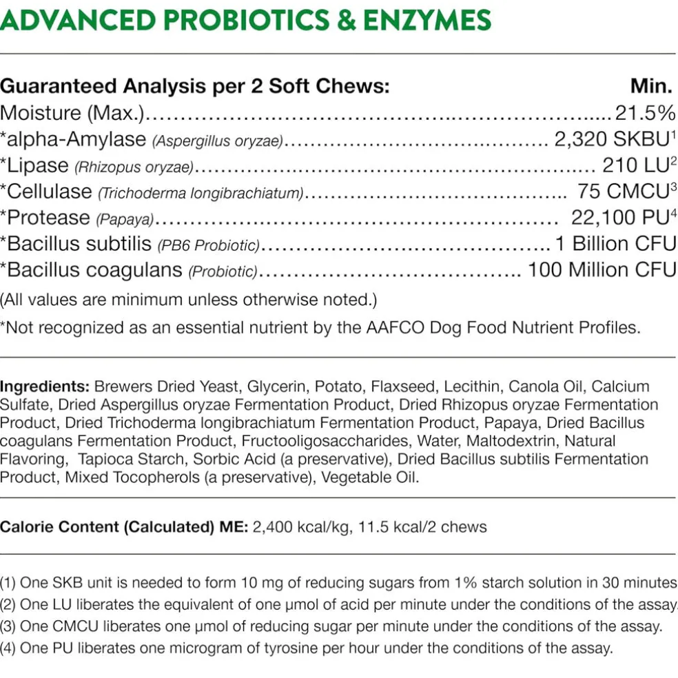 NaturVet Advanced Probiotics & Enzymes Soft Chews Plus Vet Strength PB6 Probiotic for Dogs, 70 count