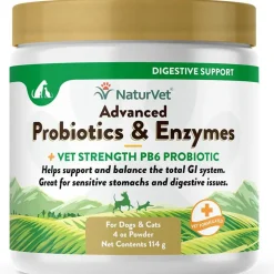 NaturVet Advanced Probiotic & Enzymes Powder with Vet Strength PB6 Probiotic for Dogs & Cats