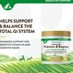 NaturVet Advanced Probiotic & Enzymes Powder with Vet Strength PB6 Probiotic for Dogs & Cats