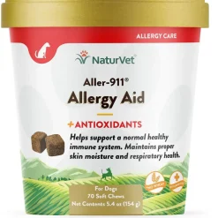 NaturVet Aller-911 Allergy Aid Soft Chews Plus Antioxidants for Dogs, 70 count