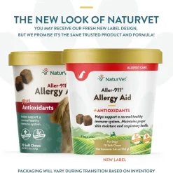 NaturVet Aller-911 Allergy Aid Soft Chews Plus Antioxidants for Dogs, 70 count