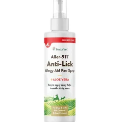 NaturVet Aller-911 Anti-Lick Allergy Aid Paw Spray with Aloe Vera for Dogs & Cats, 8-oz