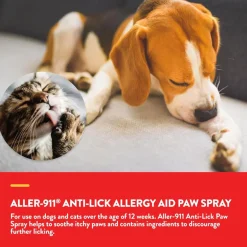NaturVet Aller-911 Anti-Lick Allergy Aid Paw Spray with Aloe Vera for Dogs & Cats, 8-oz